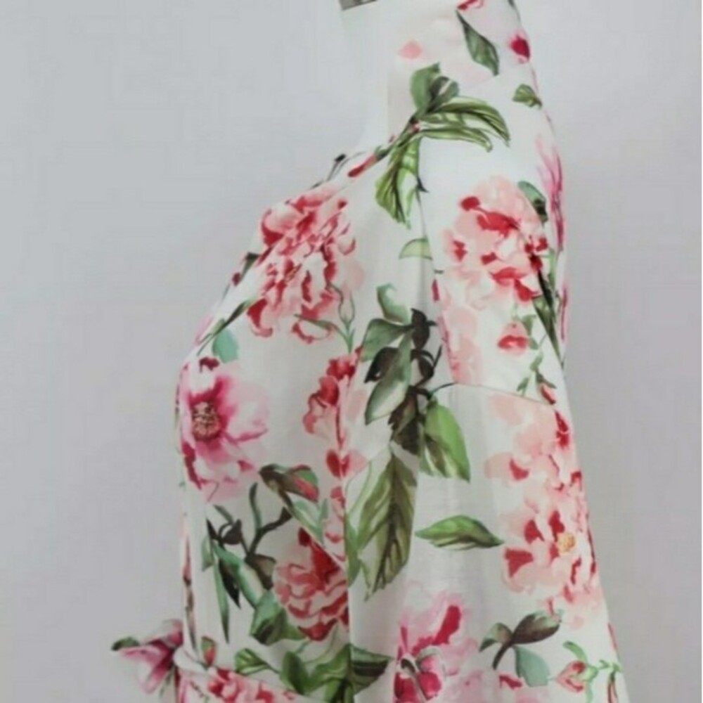 Show me your mumu pink floral Brie kimono wrap with pockets/belt SM - Picture 4 of 13